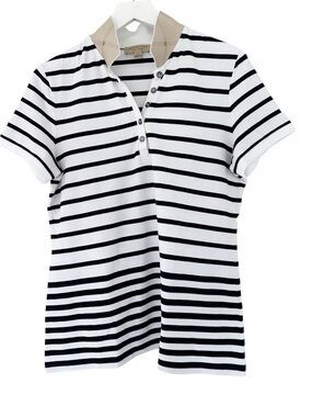 Burberry • Striped Pique Check Collar Polo Shirt